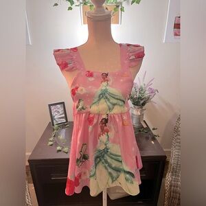 ✔️Princess and the Frog Flutter Sleeve Tie Back Dress Size 4